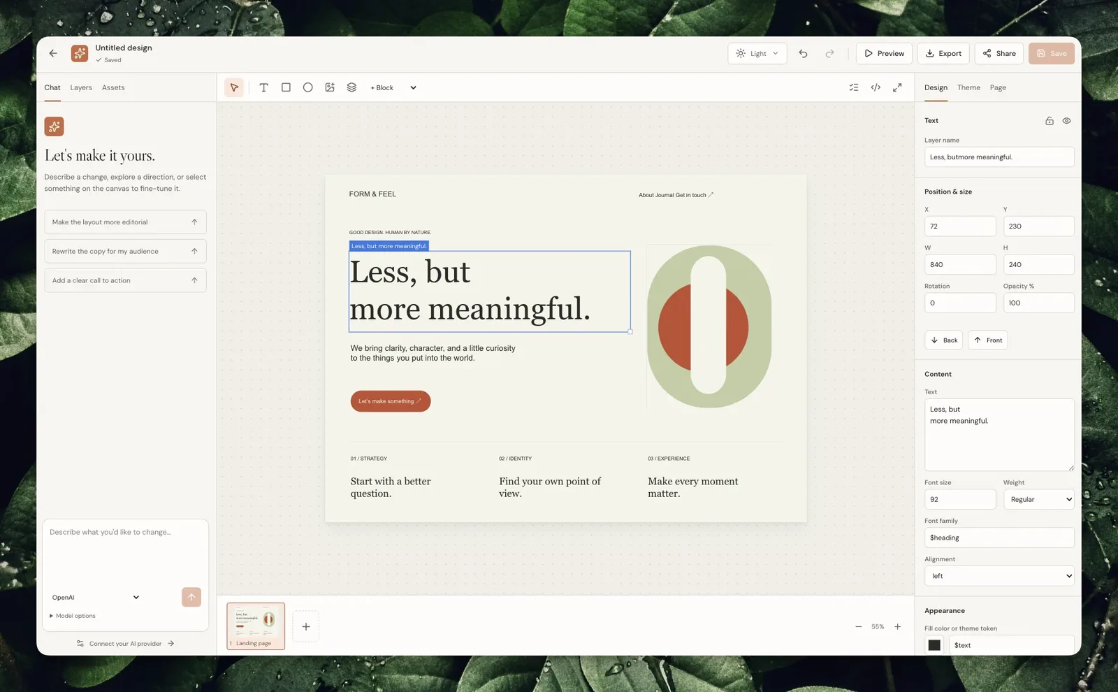 Design Studio AI web editor